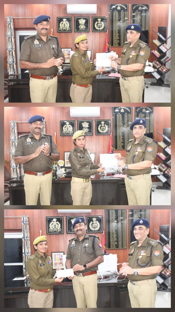 पुलिस अधीक्षक, रामपुर एवं अपर पुलिस अधीक्षक, रामपुर द्वारा उत्कृष्ट कार्य करने वाली महिला आरक्षियों को सम्मानित किया गया।