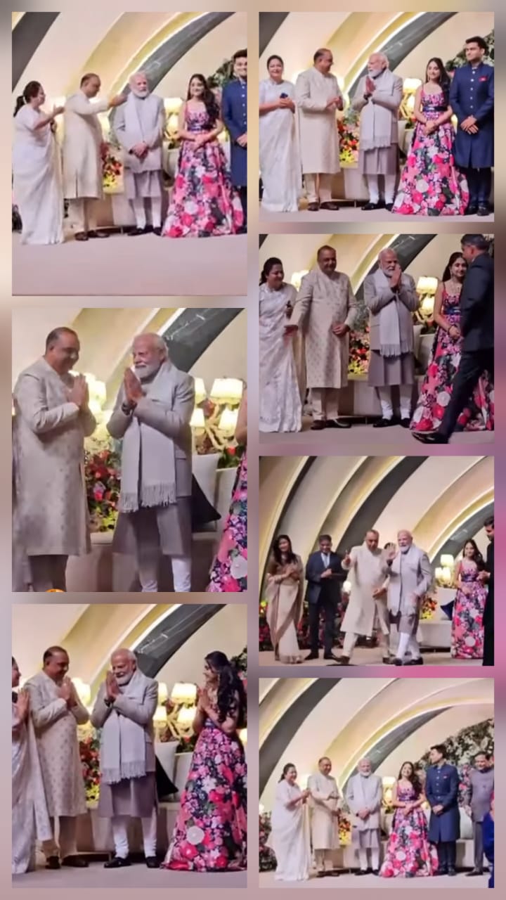  प्रधानमंत्री नरेंद्र मोदी पहुंचे विवाह में सम्मिलित हुए, विधायक आकाश सक्सेना की पुत्री और दामाद को दिया आशीर्वाद।