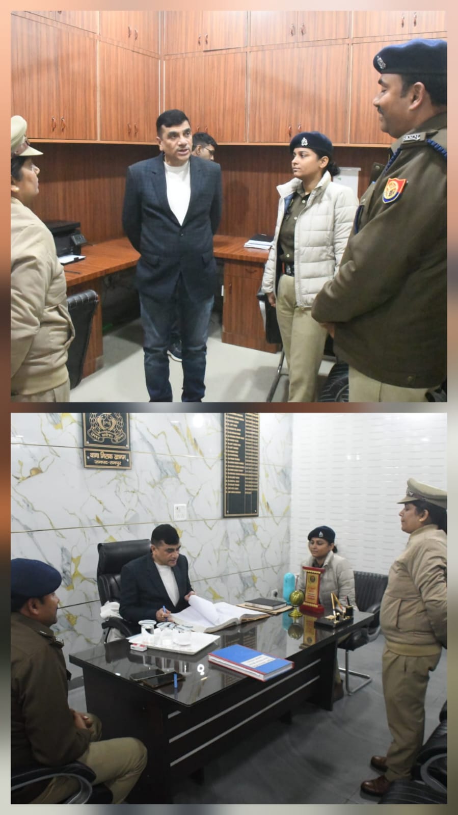 पुलिस अधीक्षक, रामपुर द्वारा अपर पुलिस अधीक्षक, रामपुर के साथ थाना मिलकखानम का किया गया आकस्मिक निरीक्षण।