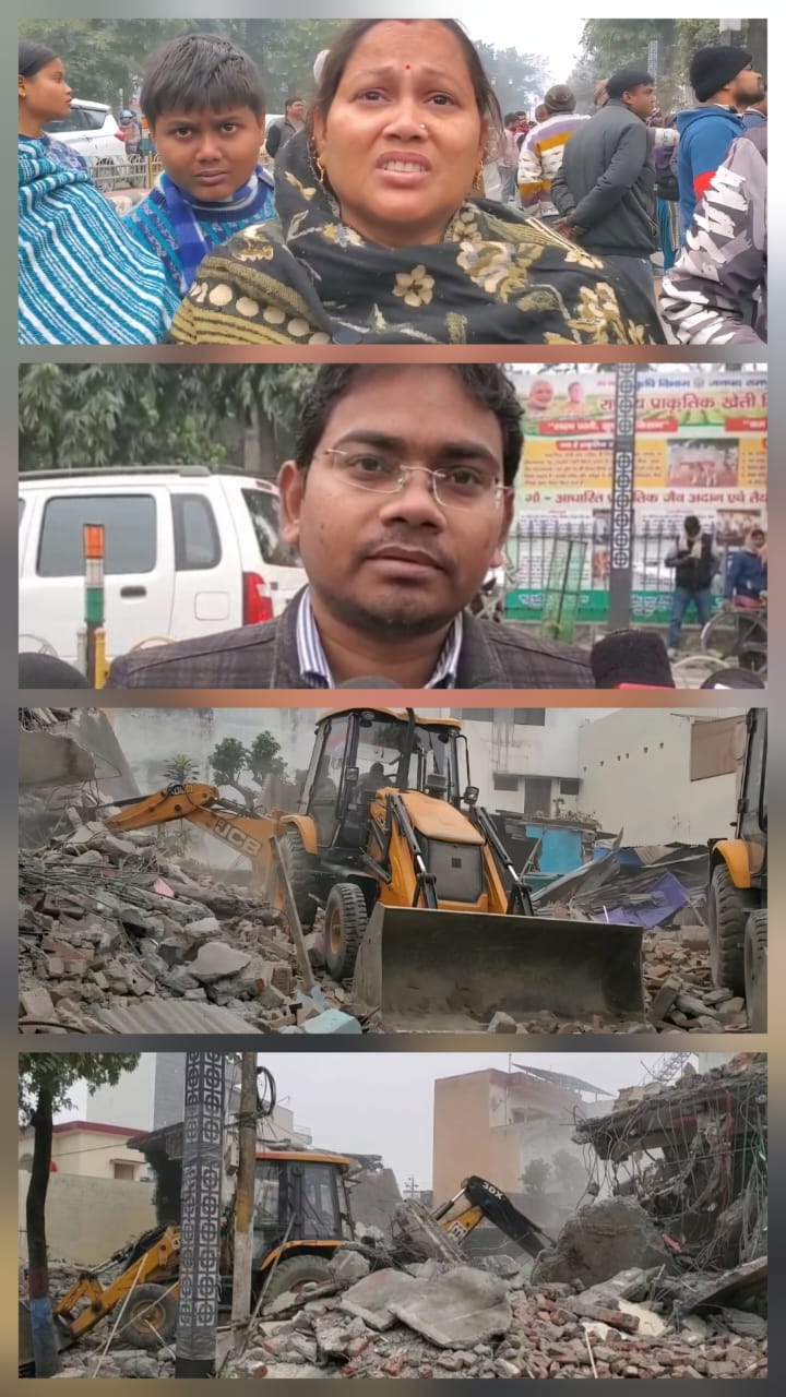 रामपुर में आवास विकास की ज़मीन से बुलडोजर के द्वारा अतिक्रमण हटाया गया।