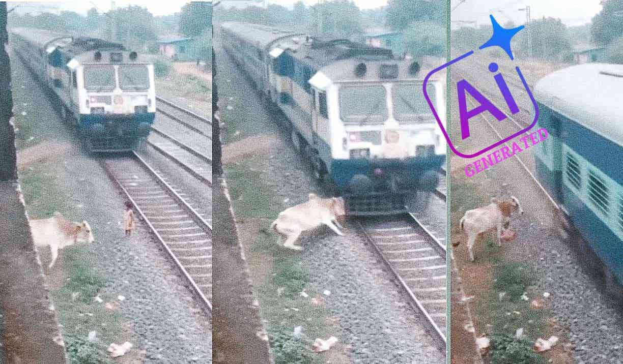 क्या सच में रेलवे ट्रैक पर बच्ची को एक गाय द्वारा बचाया गया? जानिये वीडियो का सच।